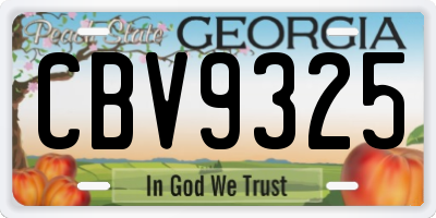GA license plate CBV9325