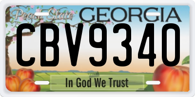 GA license plate CBV9340