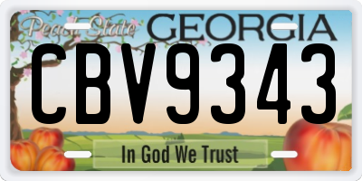 GA license plate CBV9343