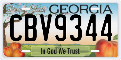 GA license plate CBV9344