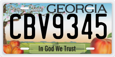 GA license plate CBV9345