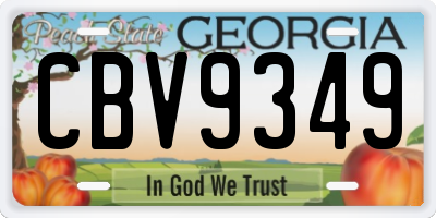 GA license plate CBV9349