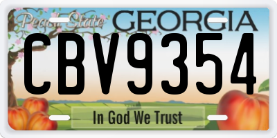 GA license plate CBV9354