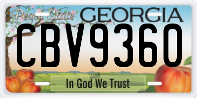 GA license plate CBV9360