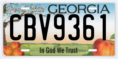 GA license plate CBV9361