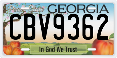 GA license plate CBV9362