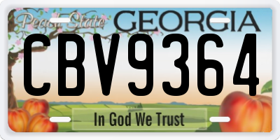 GA license plate CBV9364