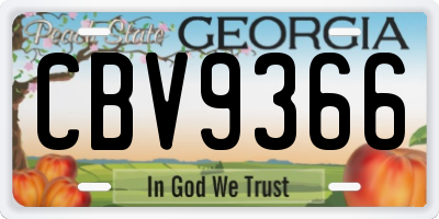 GA license plate CBV9366