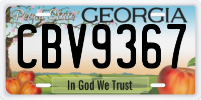 GA license plate CBV9367