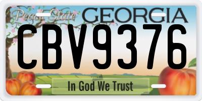 GA license plate CBV9376