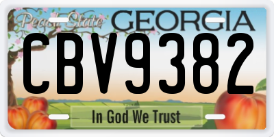 GA license plate CBV9382