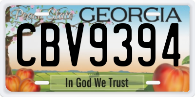 GA license plate CBV9394