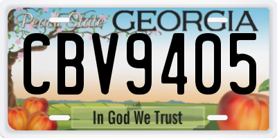 GA license plate CBV9405