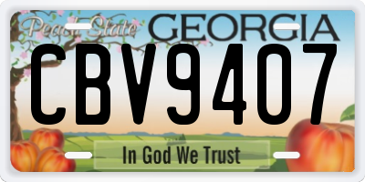 GA license plate CBV9407