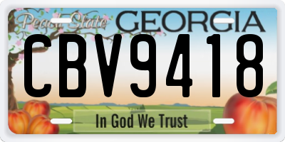 GA license plate CBV9418