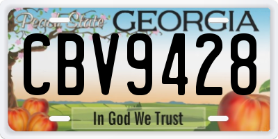 GA license plate CBV9428