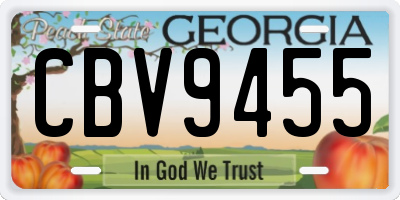 GA license plate CBV9455