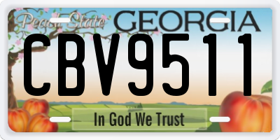 GA license plate CBV9511