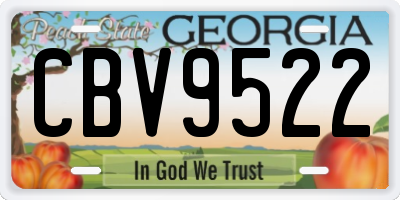 GA license plate CBV9522