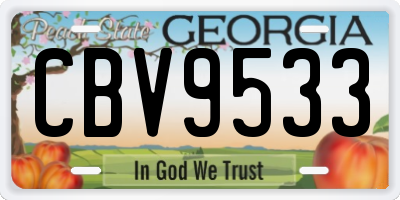 GA license plate CBV9533