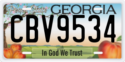 GA license plate CBV9534