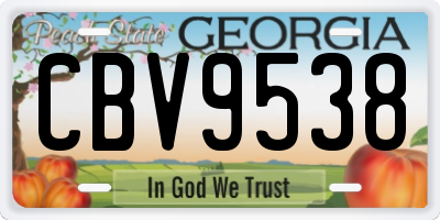 GA license plate CBV9538