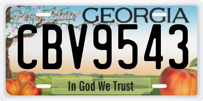GA license plate CBV9543