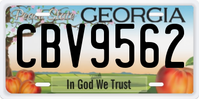 GA license plate CBV9562