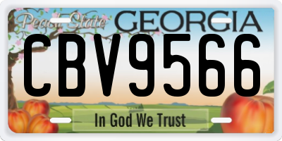 GA license plate CBV9566