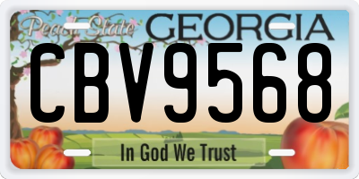 GA license plate CBV9568