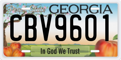 GA license plate CBV9601