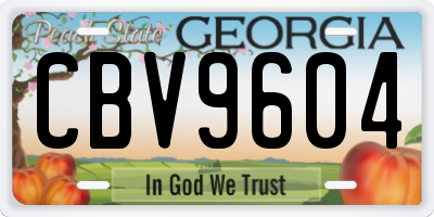 GA license plate CBV9604