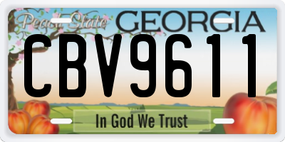 GA license plate CBV9611