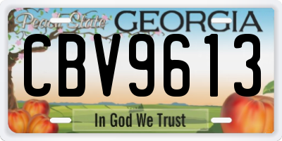 GA license plate CBV9613