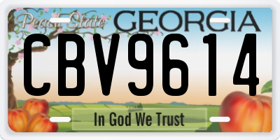 GA license plate CBV9614