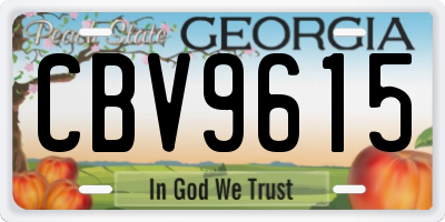 GA license plate CBV9615
