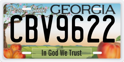 GA license plate CBV9622