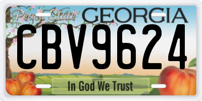 GA license plate CBV9624