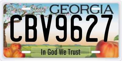 GA license plate CBV9627