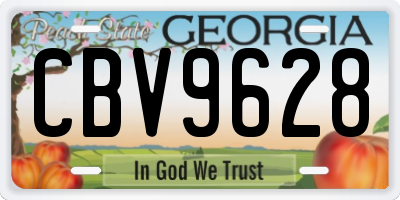 GA license plate CBV9628