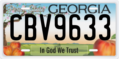 GA license plate CBV9633