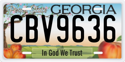GA license plate CBV9636