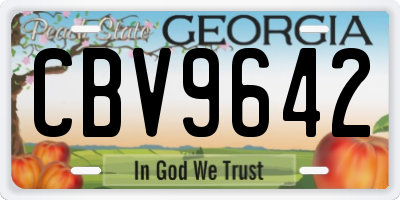 GA license plate CBV9642
