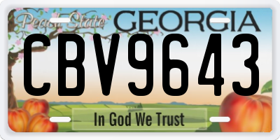 GA license plate CBV9643