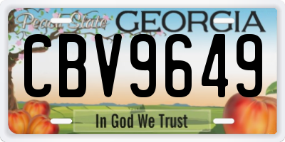 GA license plate CBV9649