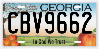 GA license plate CBV9662