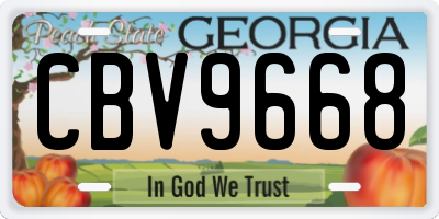 GA license plate CBV9668