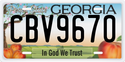 GA license plate CBV9670