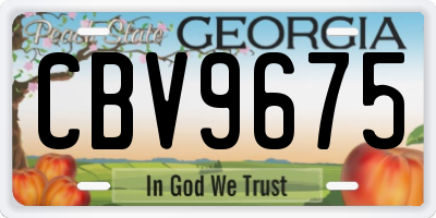 GA license plate CBV9675