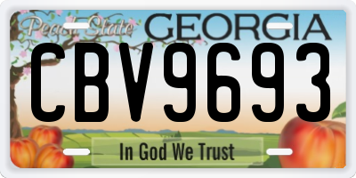 GA license plate CBV9693
